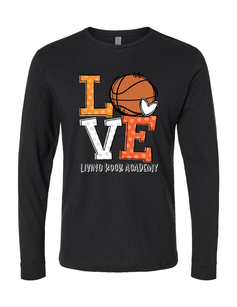 Basketball Love Stacked (long sleeve with optional sleeve design)