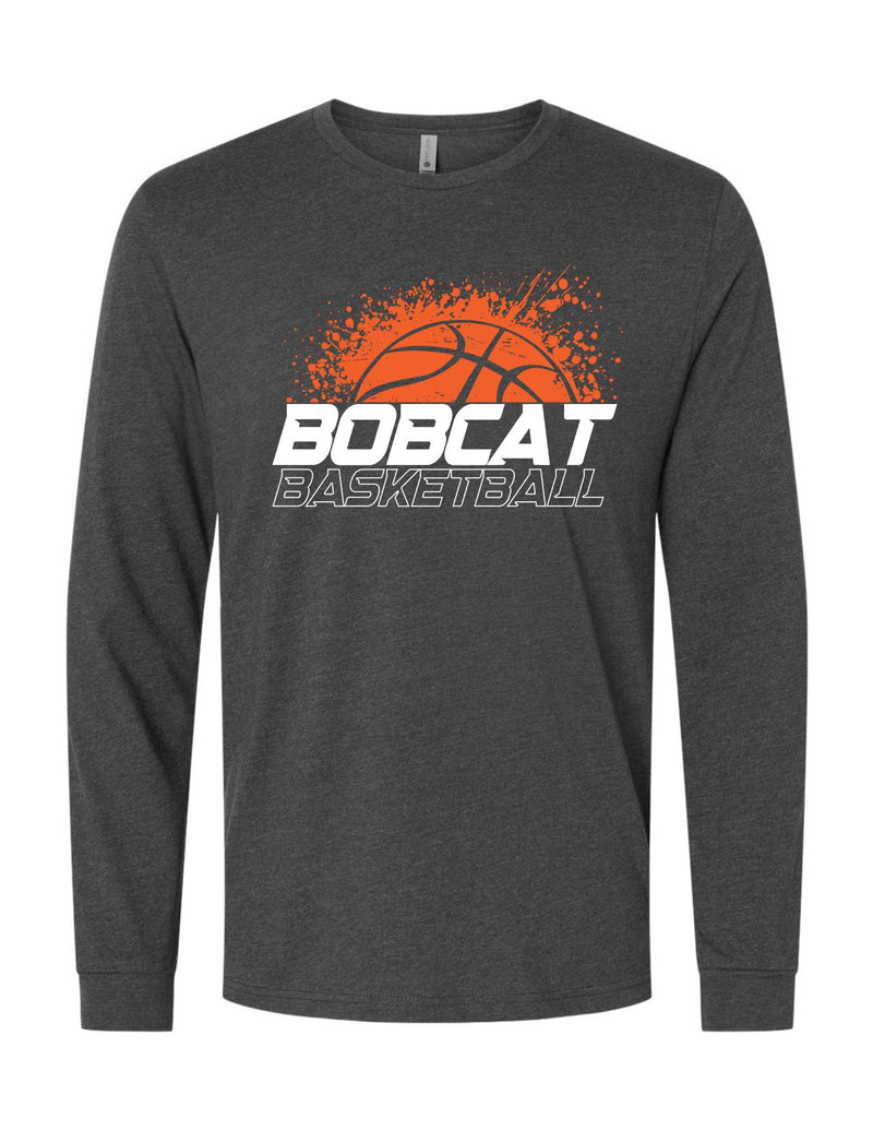 Bobcat Basketball Grunge (long sleeve with optional sleeve design)