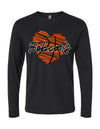 Bobcat Basketball Heart (long sleeve with optional sleeve design)