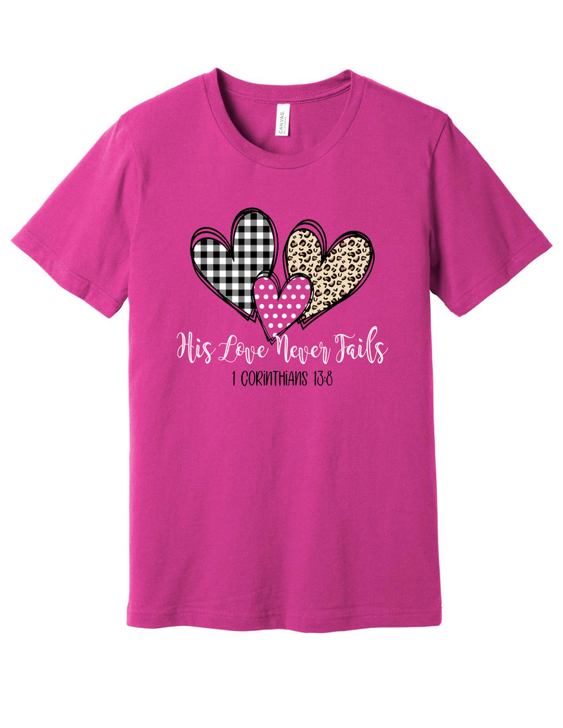 Love Never Fails Patterned Hearts