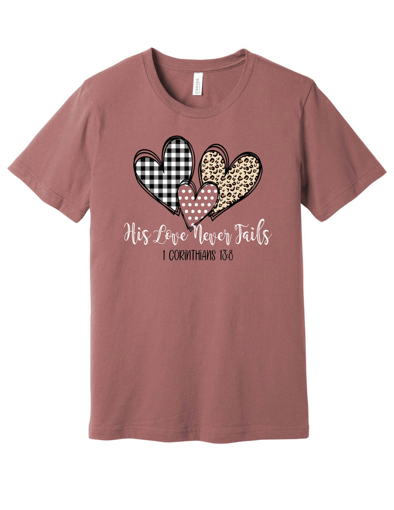 Love Never Fails Patterned Hearts