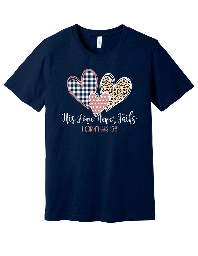 Love Never Fails Patterned Hearts