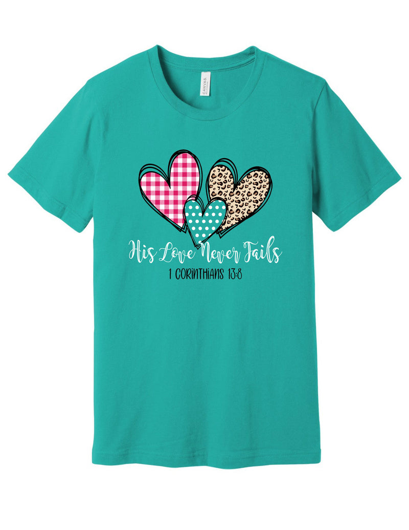 Love Never Fails Patterned Hearts